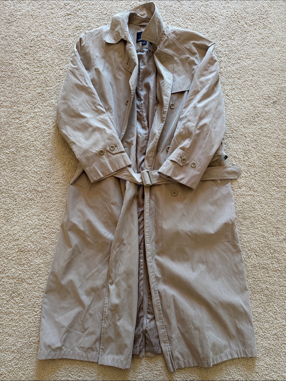 London Fog Tan Trench Coat with Belt suede like finish waterproof